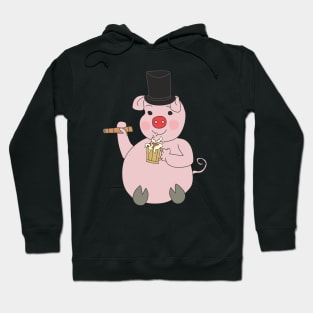 Pig with a cigar and a beer Hoodie